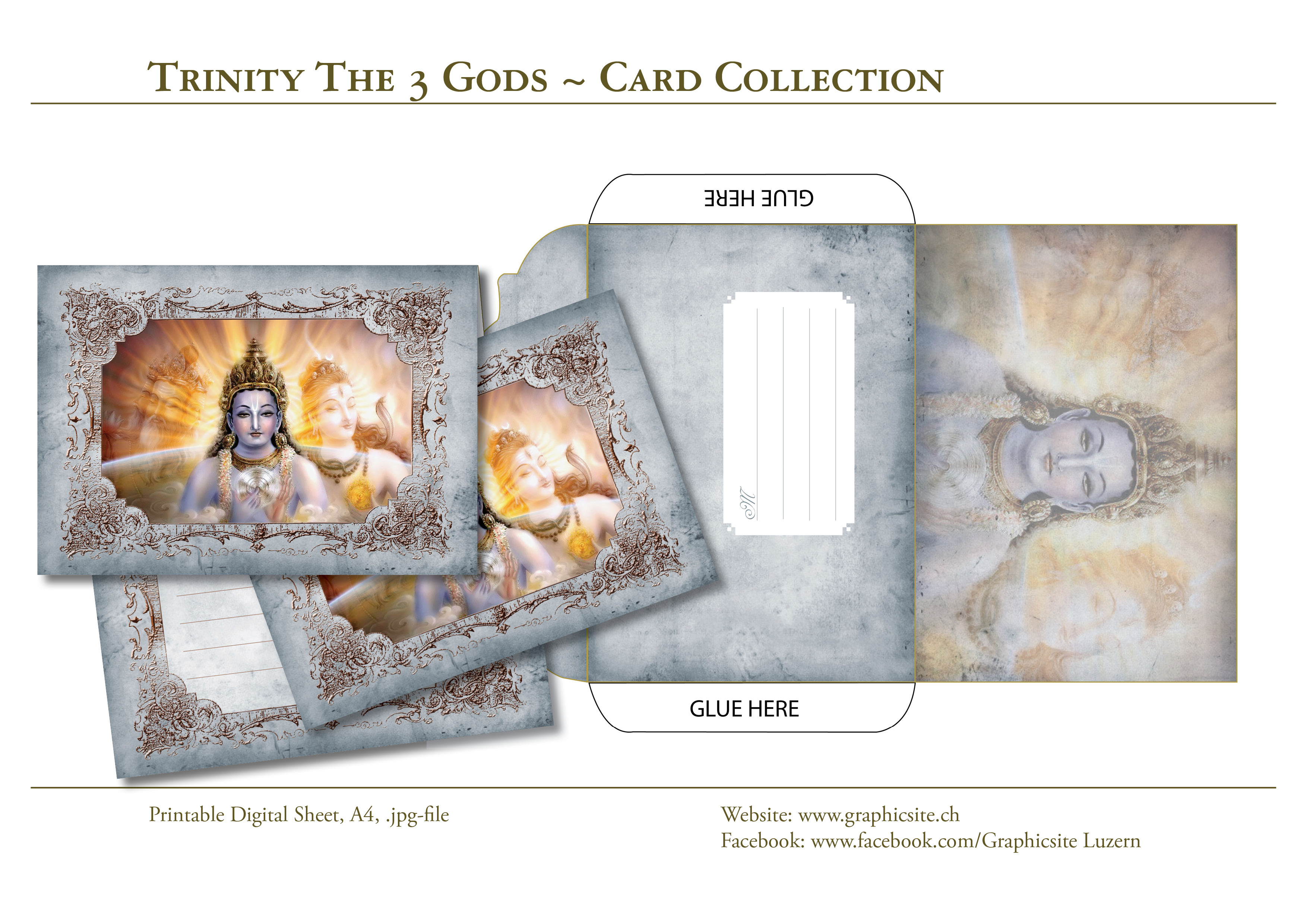 Trinity The 3 Gods - DIN A-Format Karten - Indien, Yoga, Meditation - #grusskarten, #karten, #selber, #drucken, #luzern, #schweiz, #basteln, #gestalten,